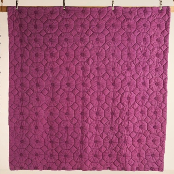 Anthropologie Estie Voile Quilt w 2 Euro Shams in Purple-King - Picture 3 of 5
